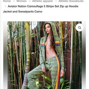 Aviator Nation Green Camo Joggers with Multicolor Stripes